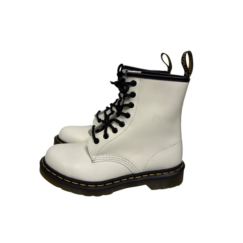 Dr Martens 1460 Women's Boots Patent Smooth Leather Combat White Size 7 NEW SPOT - Picture 3 of 11